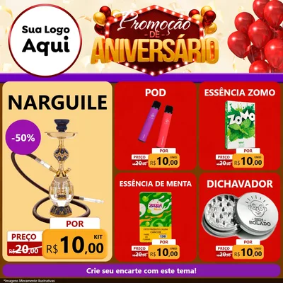 Modelo de Rede Social para Feed Facebook com o tema Promoção de Aniversário para Tabacaria