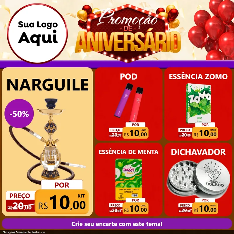 Modelo de Rede Social para Feed Facebook com o tema Promoção de Aniversário para Tabacaria
