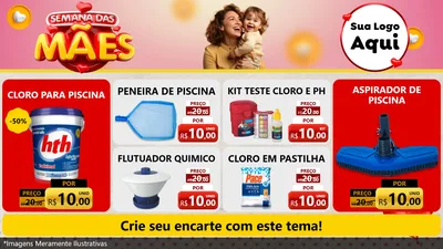 Modelo de TV para TV Horizontal com o tema Semana das Mães para Produtos para Piscina