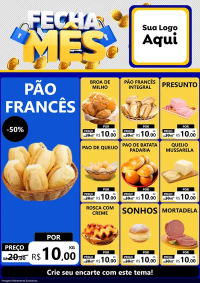 Modelo de Encarte para Encarte A4 Vertical com o tema Fecha Mês para Padaria