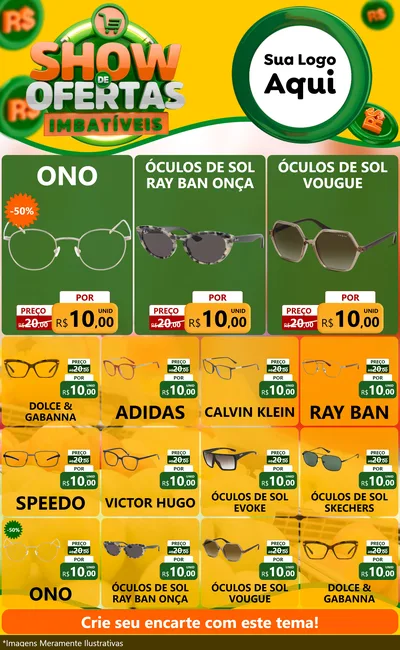 Modelo de Encarte para Encarte Grande com o tema Show de Ofertas Imbatíveis para Óticas