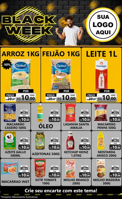 Modelo de Encarte para Encarte Grande com o tema Black Week para Supermercado