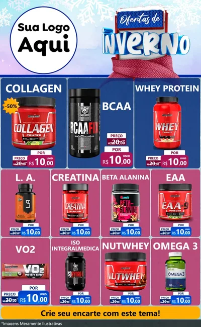 Modelo de Encarte para Encarte Grande com o tema Ofertas de Inverno para Suplementos alimentares