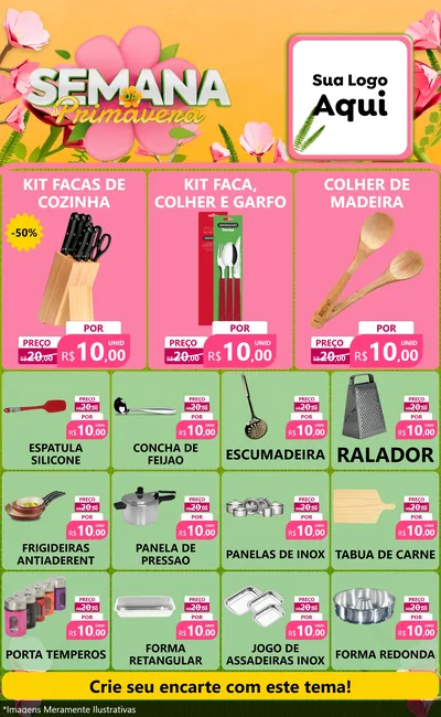 Modelo de Encarte para Encarte Grande com o tema Semana da Primavera para Utilidades Domésticas