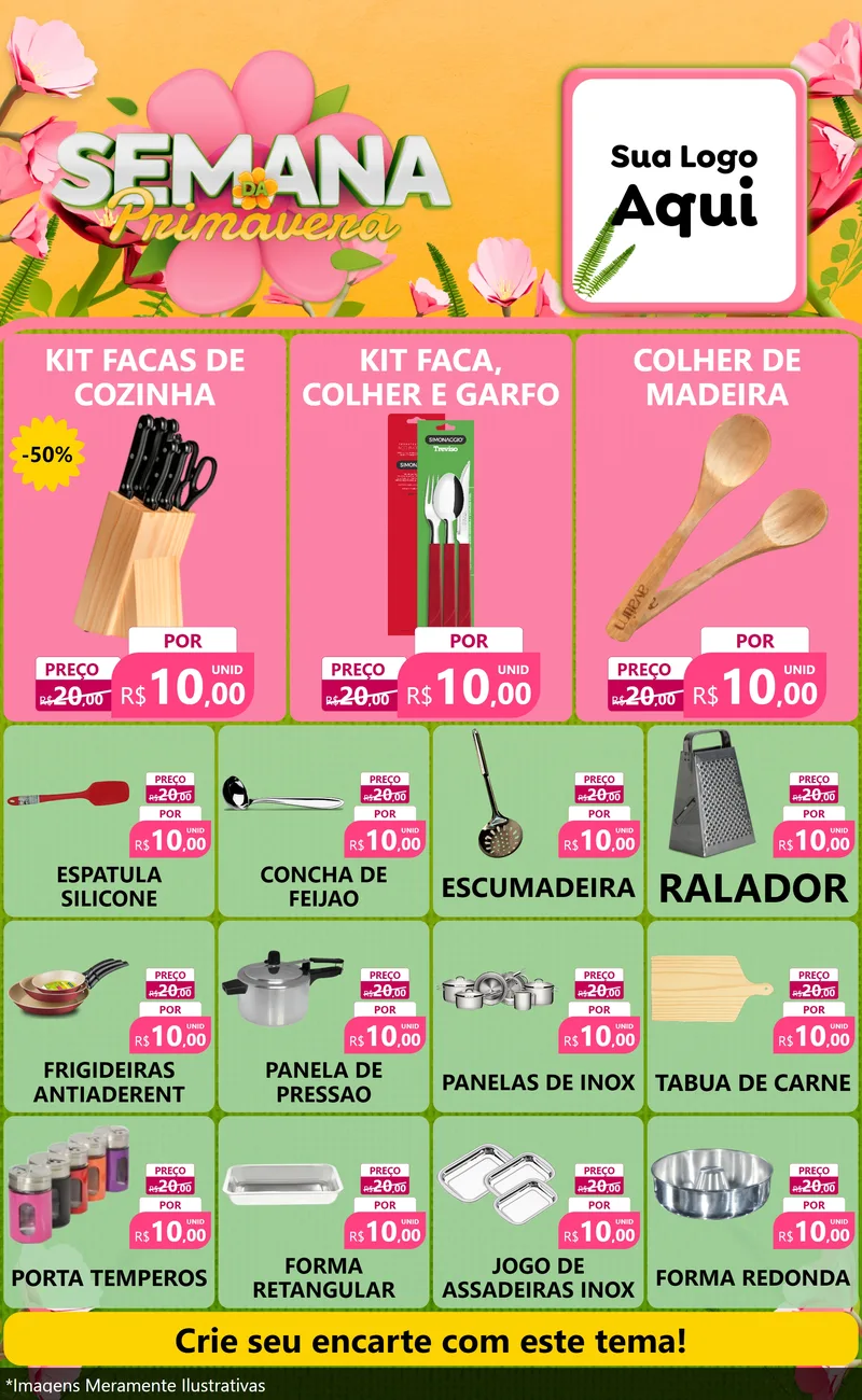 Modelo de Encarte para Encarte Grande com o tema Semana da Primavera para Utilidades Domésticas