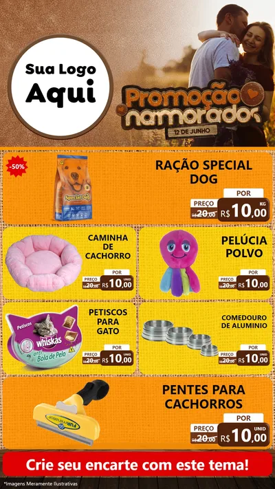 Modelo de TV para TV Vertical com o tema Promoção Namorados para Pet Shop