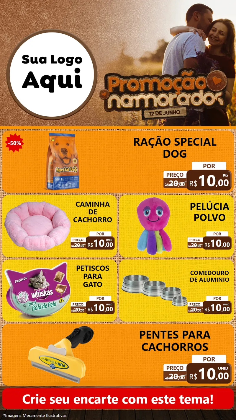 Modelo de TV para TV Vertical com o tema Promoção Namorados para Pet Shop
