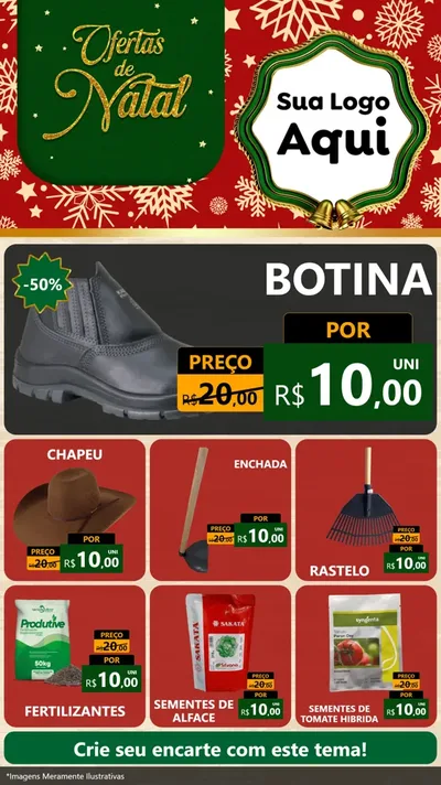 Modelo de Rede Social para Stories com o tema Natal de Ofertas para Agropecuária