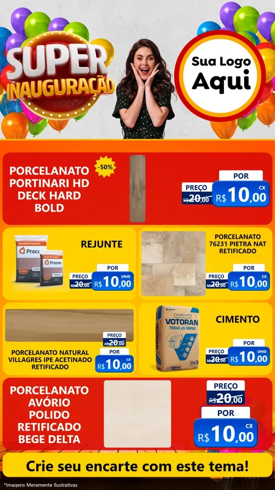 Modelo de TV para TV Vertical com o tema Super Inauguração para Pisos e revestimentos