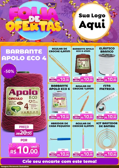 Modelo de Encarte para Encarte A4 Vertical com o tema Folia de Ofertas para Armarinho e Aviamentos