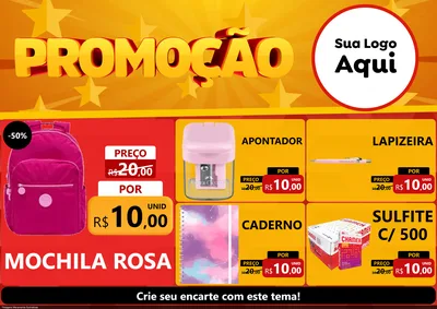 Modelo de Encarte para Encarte A4 Horizontal com o tema Promoção para Papelaria