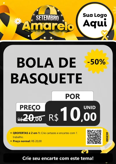Modelo de Cartaz para Cartaz A4 Vertical com o tema Setembro Amarelo para Artigos Esportivos