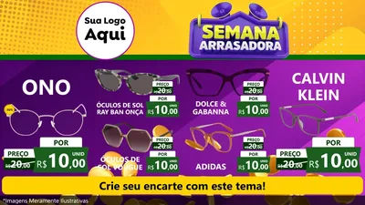 Modelo de TV para TV Horizontal com o tema Semana Arrasadora para Óticas