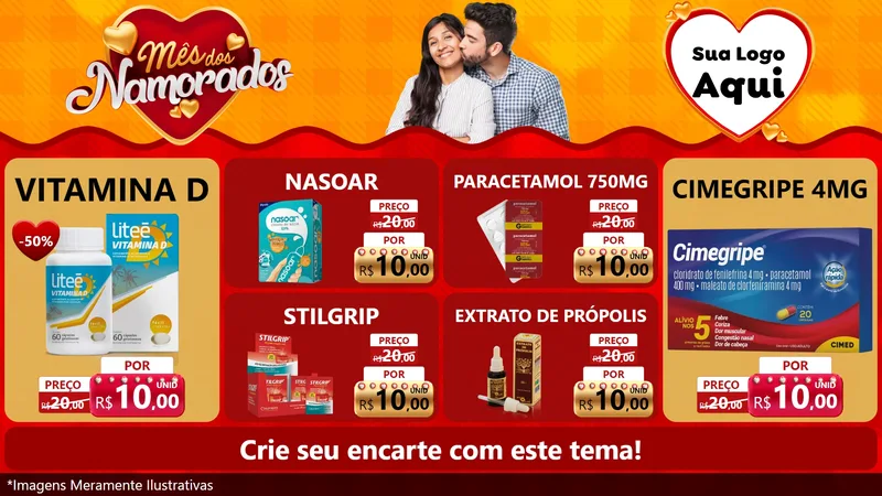 Modelo de TV para TV Horizontal com o tema Mês dos Namorados para Farmácia