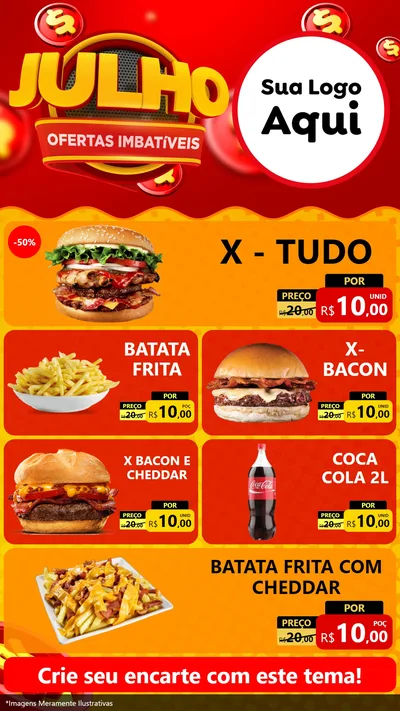 Modelo de TV para TV Vertical com o tema Julho Ofertas Imbatíveis para Hamburgueria