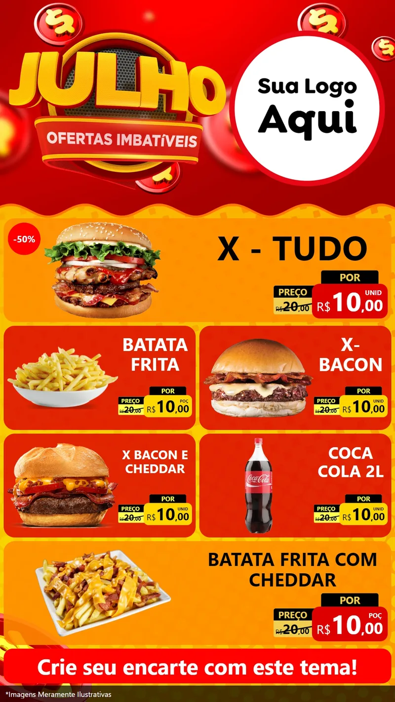 Modelo de TV para TV Vertical com o tema Julho Ofertas Imbatíveis para Hamburgueria
