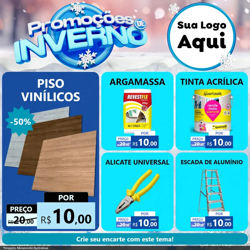 Modelo de Rede Social para Feed Facebook com o tema Promoções de Inverno para Material para Construção