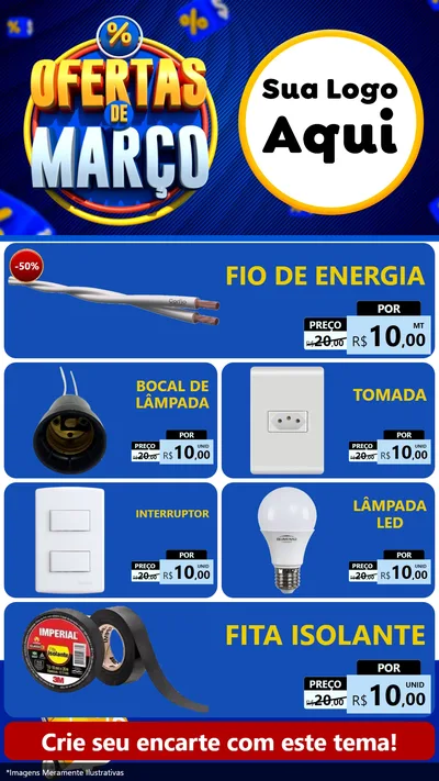 Modelo de TV para TV Vertical com o tema Ofertas de Março para Materiais Elétricos