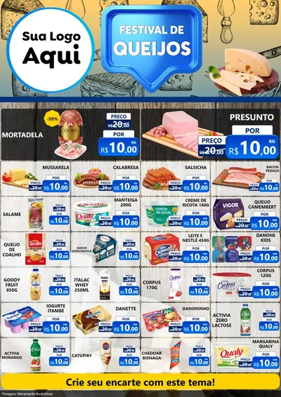 Modelo de Encarte para Encarte A4 Vertical com o tema Festival de Queijos para Frios e Laticínios