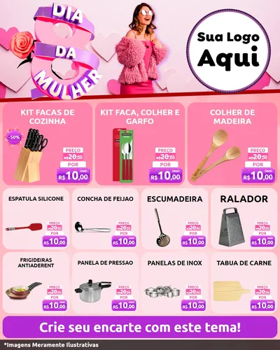 Modelo de Rede Social para Feed Instagram com o tema Dia da Mulher para Utilidades Domésticas