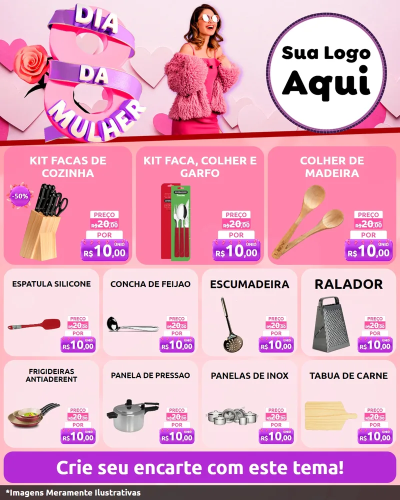 Modelo de Rede Social para Feed Instagram com o tema Dia da Mulher para Utilidades Domésticas