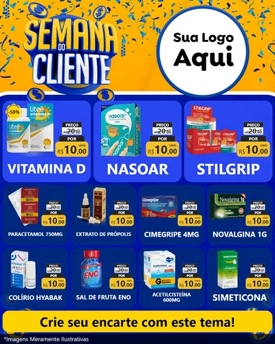 Modelo de Rede Social para Feed Instagram com o tema Semana do Cliente para Farmácia