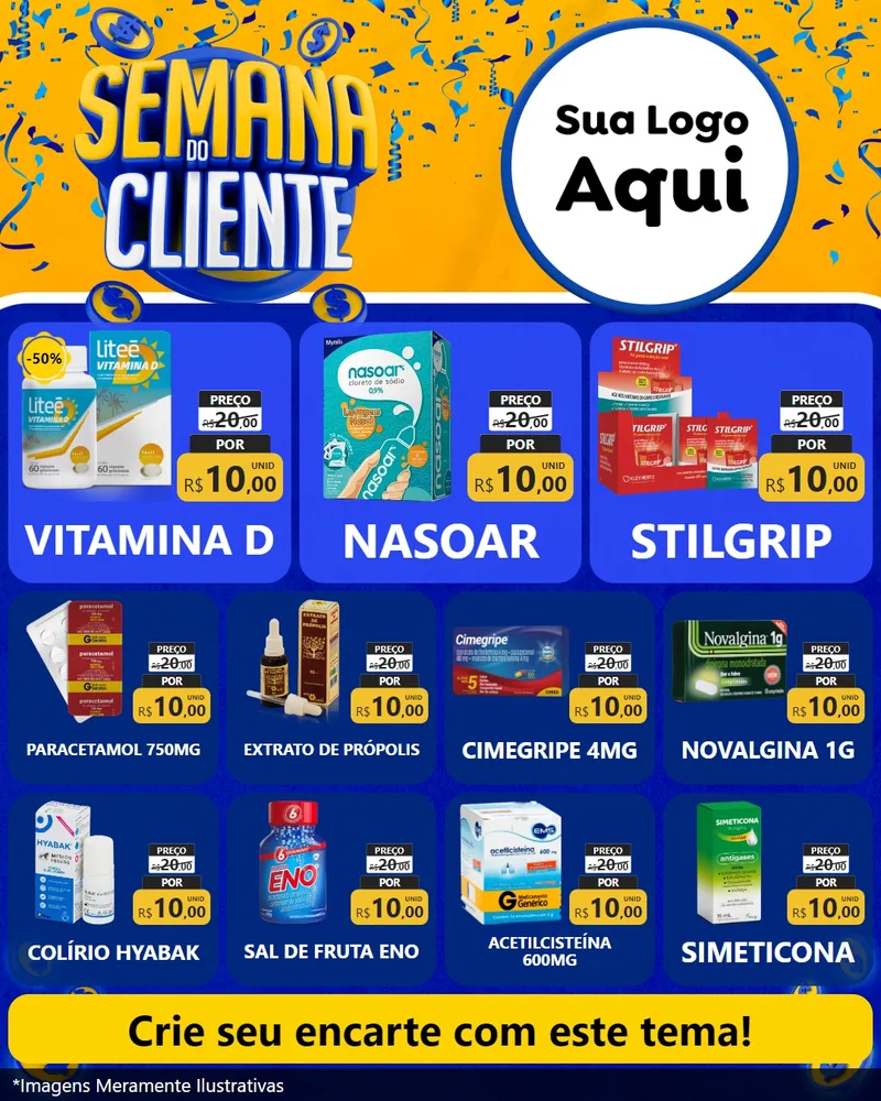 Modelo de Rede Social para Feed Instagram com o tema Semana do Cliente para Farmácia