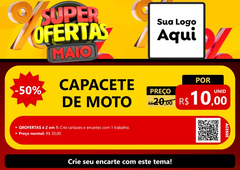 Modelo de Cartaz para Cartaz A4 Horizontal com o tema Super Ofertas Maio para Moto peças