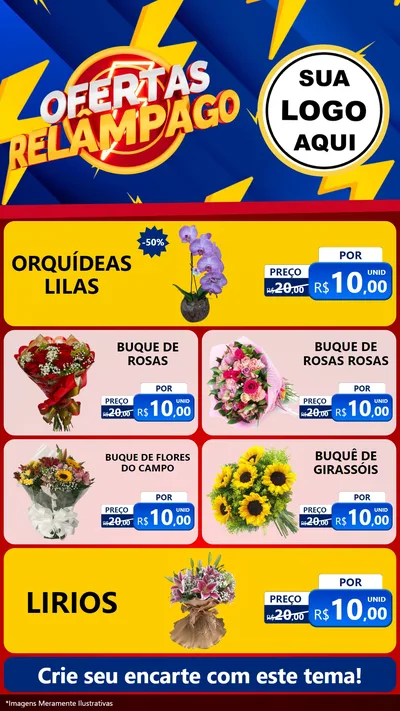 Modelo de TV para TV Vertical com o tema Ofertas Relâmpago para Floricultura e jardim