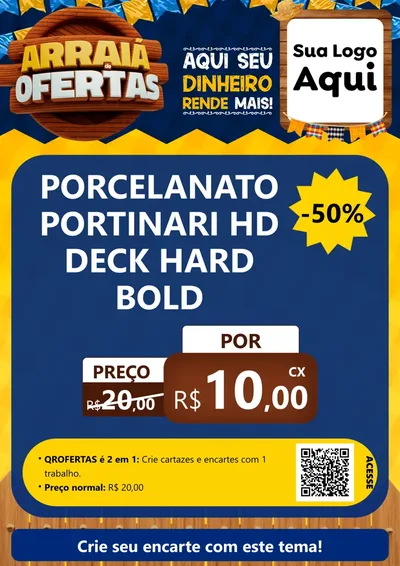 Modelo de Cartaz para Cartaz A4 Vertical com o tema Arraiá de Ofertas - Junina para Pisos e revestimentos