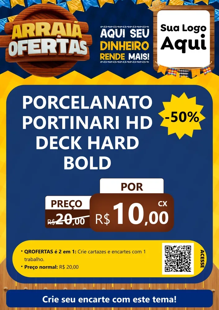 Modelo de Cartaz para Cartaz A4 Vertical com o tema Arraiá de Ofertas - Junina para Pisos e revestimentos