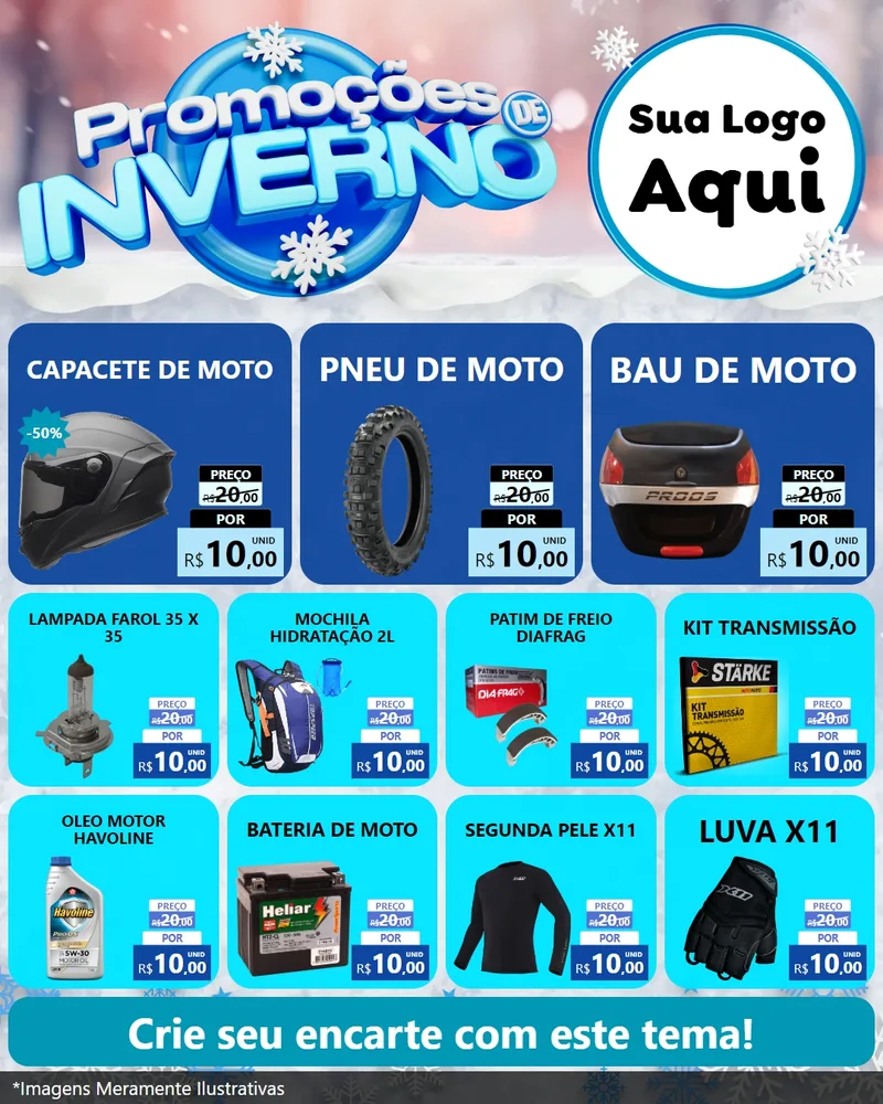 Modelo de Rede Social para Feed Instagram com o tema Promoções de Inverno para Moto peças
