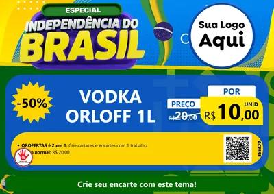 Modelo de Cartaz para Cartaz A4 Horizontal com o tema Especial Independência do Brasil para Distribuidora de bebidas