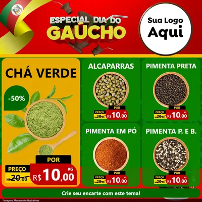 Modelo de Rede Social para Feed Facebook com o tema Especial Dia do Gaúcho para Produtos Naturais