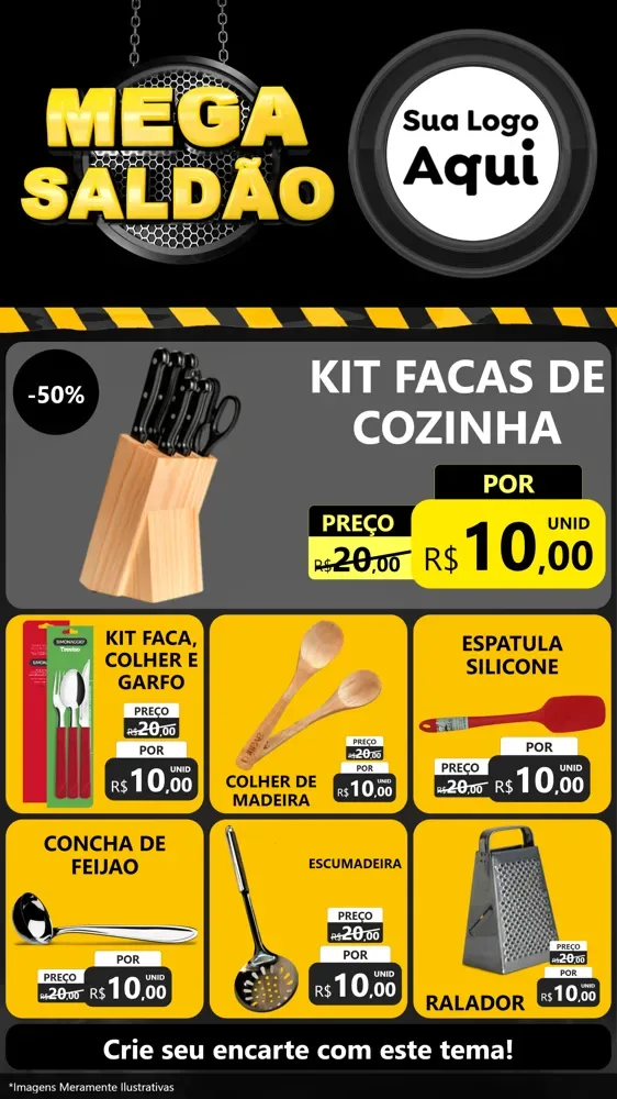 Modelo de Rede Social para Stories com o tema Mega Saldão para Utilidades Domésticas