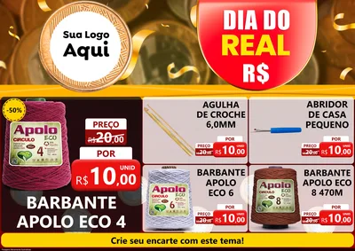 Modelo de Encarte para Encarte A4 Horizontal com o tema Dia do Real para Armarinho e Aviamentos