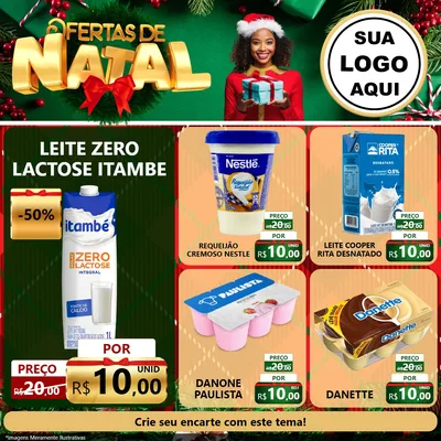 Modelo de Rede Social para Feed Facebook com o tema Ofertas de Natal para Frios e Laticínios