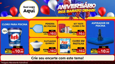 Modelo de TV para TV Horizontal com o tema Aniversário para Produtos para Piscina