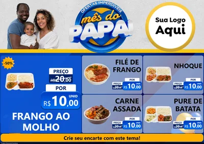 Modelo de Encarte para Encarte A4 Horizontal com o tema Ofertas Imperdíveis Mês Do Papai para Restaurante