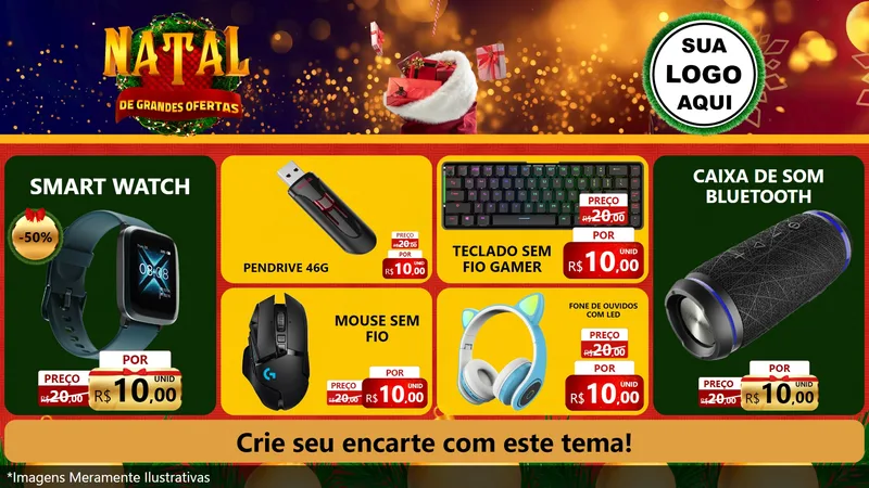 Modelo de TV para TV Horizontal com o tema Natal de Grandes Ofertas para Informática