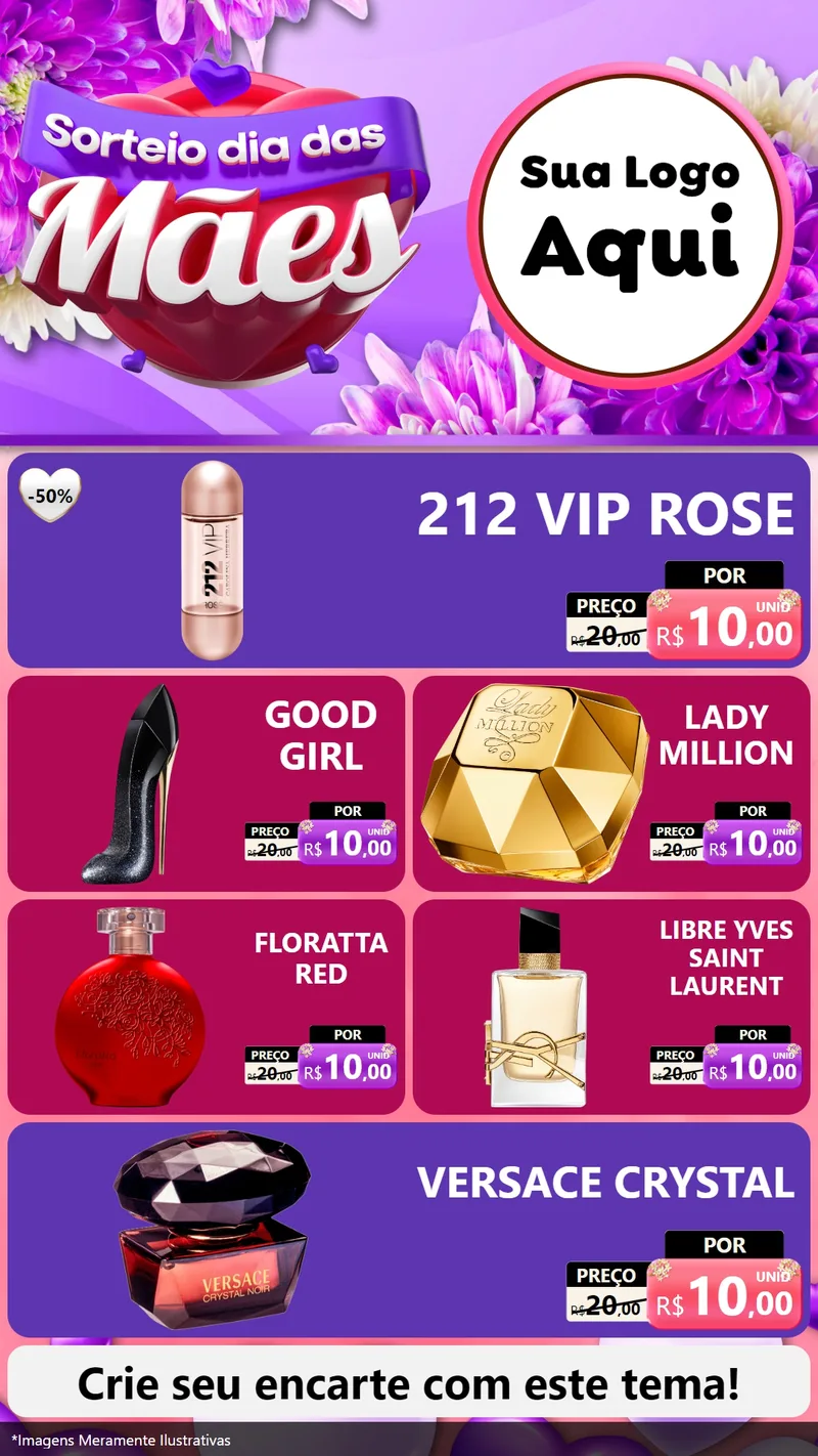 Modelo de TV para TV Vertical com o tema Sorteio Dia das Mães para Perfumes