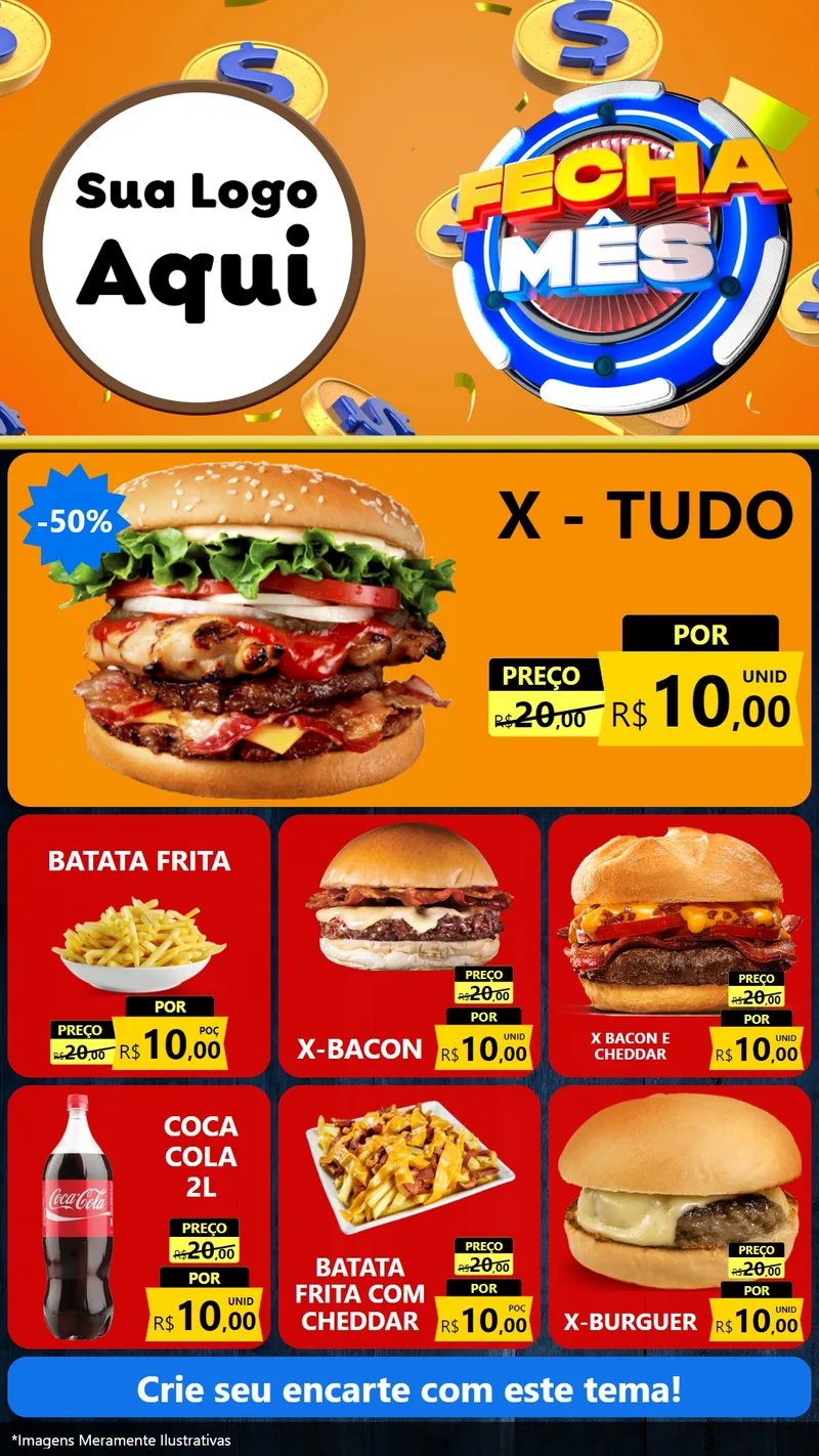 Modelo de Rede Social para Stories com o tema Fecha Mês para Hamburgueria