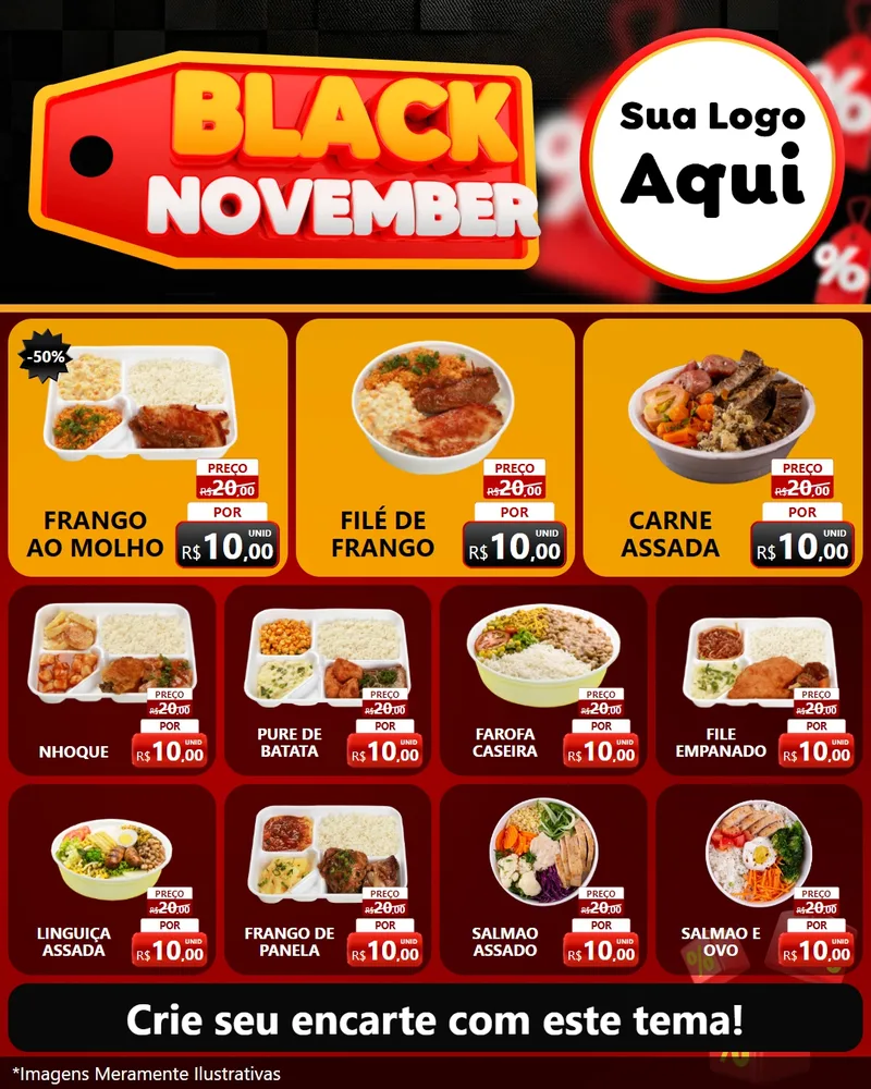 Modelo de Rede Social para Feed Instagram com o tema Black November para Restaurante