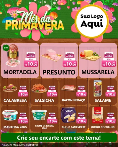 Modelo de Rede Social para Feed Instagram com o tema Mês da Primavera para Frios e Laticínios