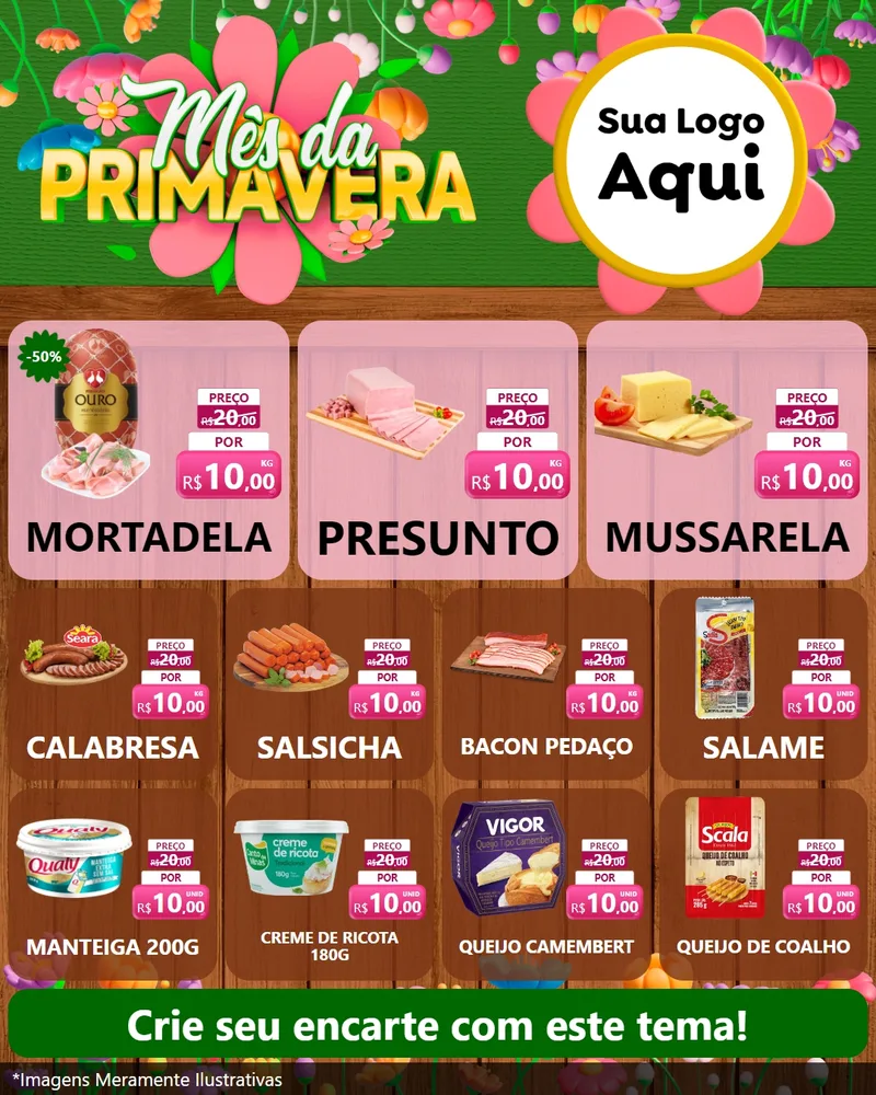 Modelo de Rede Social para Feed Instagram com o tema Mês da Primavera para Frios e Laticínios