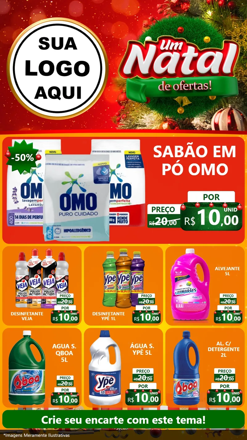 Modelo de Rede Social para Stories com o tema Um Natal de Ofertas para Produtos de Limpeza
