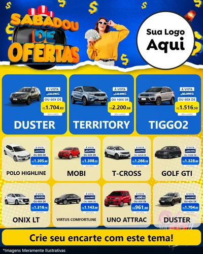 Modelo de Rede Social para Feed Instagram com o tema Sabadou de Ofertas para Concessionaria de Carros