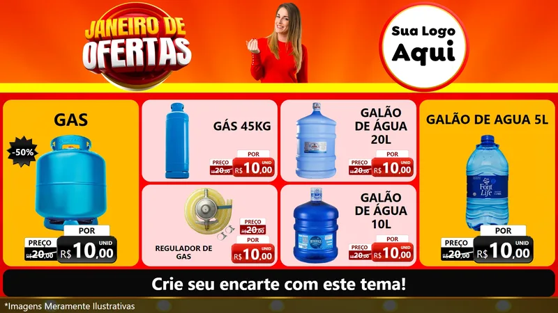 Modelo de TV para TV Horizontal com o tema Janeiro de Ofertas para Água e gás