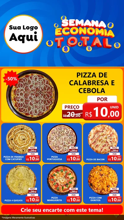 Modelo de Rede Social para Stories com o tema Semana Economia Total para Pizzaria