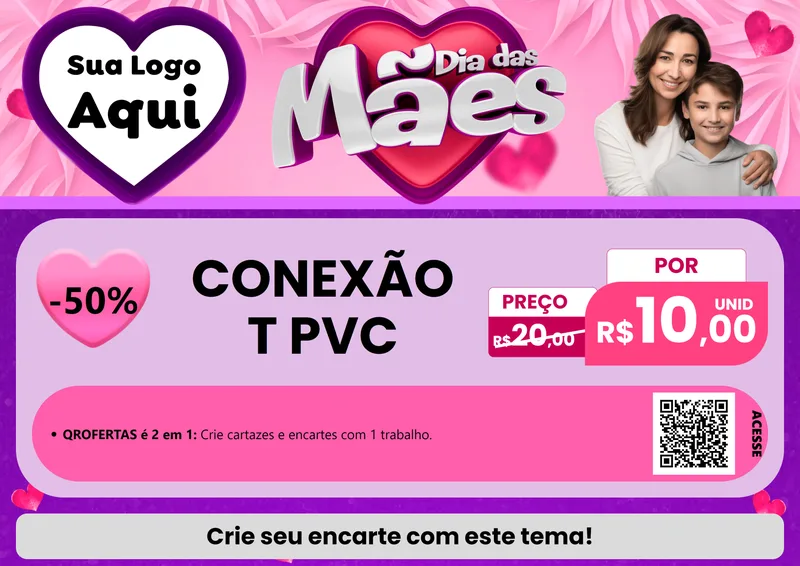 Modelo de Cartaz para Cartaz A4 Horizontal com o tema Dia das Mães para Tubos e conexões
